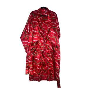 Body Couture Red Satin Naughty Nice Christmas Full Length Robe one size